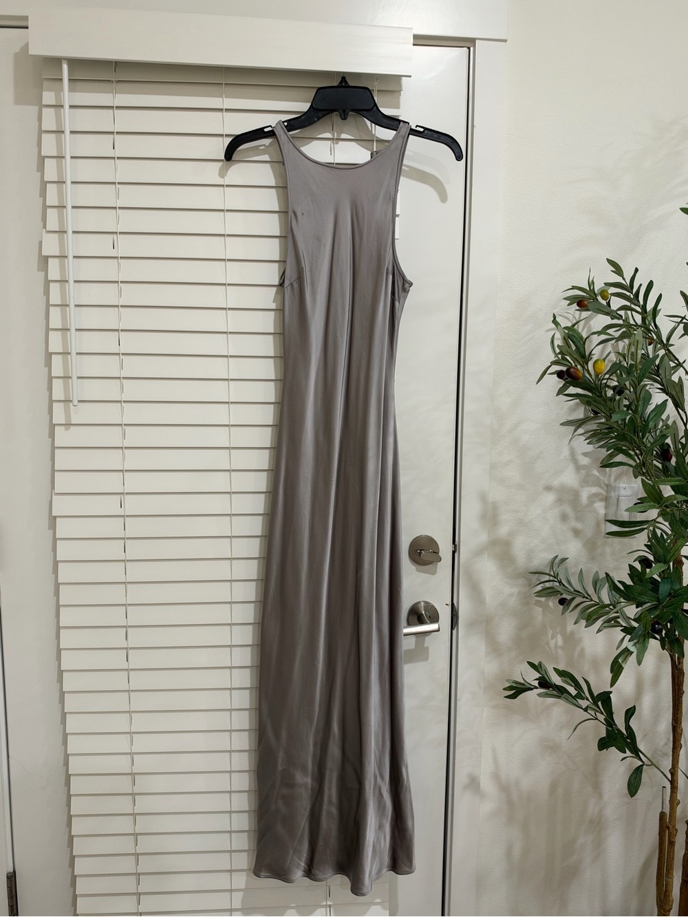 & Other Stories Silver Satin Midi Dress - Elegant Slip Style